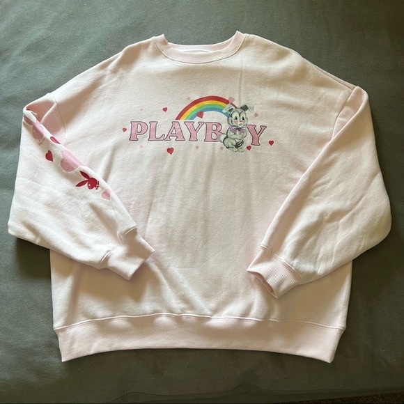 PacSun | Tops | Playboy Pink Rainbow Bunny Sweatshirt Oversized Fit |  Poshmark